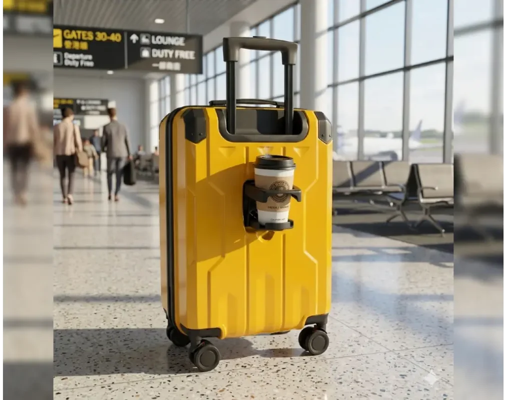 luggage with coffee.