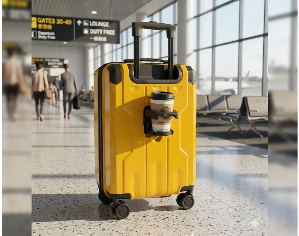 luggage with coffee.